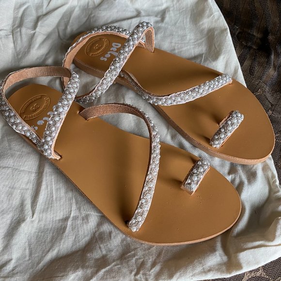 'Elena' Handmade Greek Leather Sandals - Picture 12 of 13